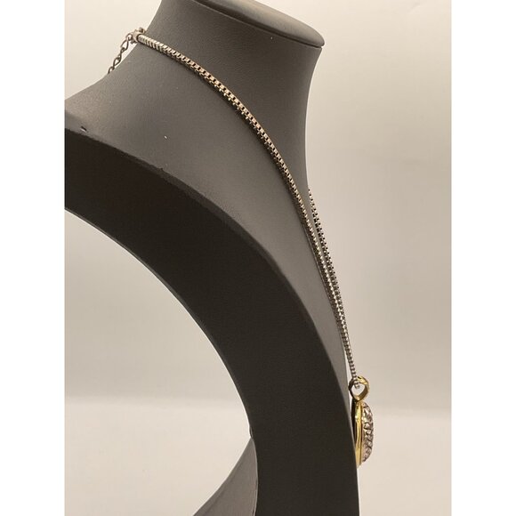 Silver & Gold-Tone Pendant Necklace With Adjustable Chain - Picture 2 of 4